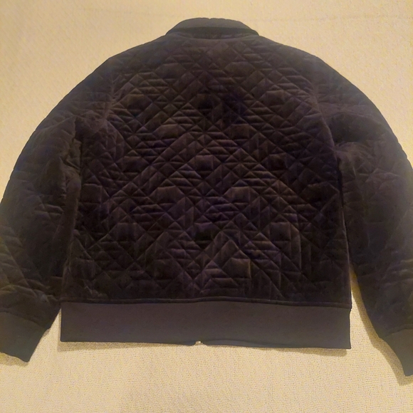 JF J.Ferrar Black Quilted Velvet Bomber Jacket - Picture 6 of 7